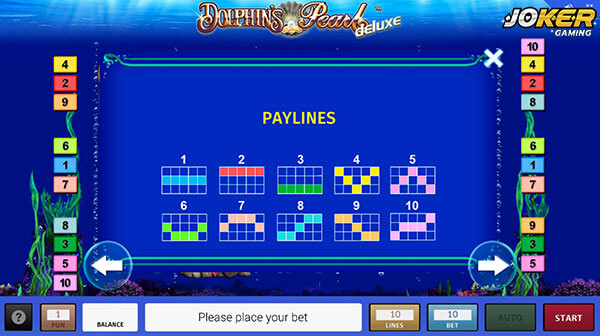 Paylines ของเกม Dolphins Pearl Deluxe